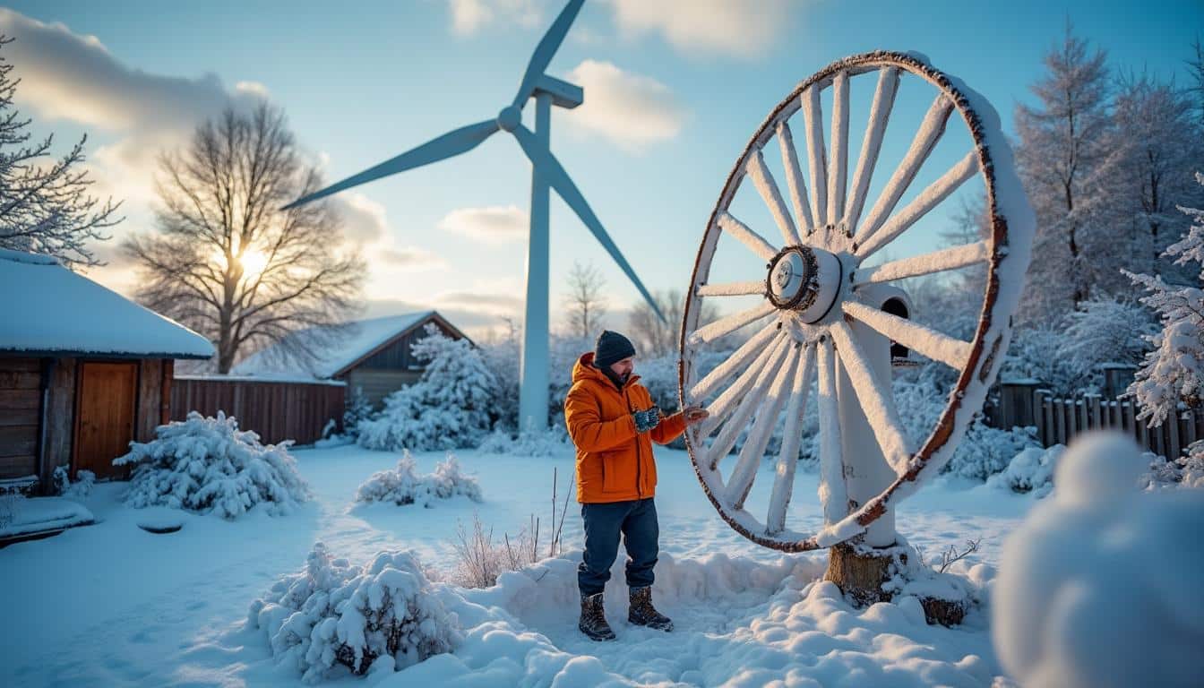Illustration: Les défis spécifiques de l’optimisation du rendement d’une éolienne domestique en hiver