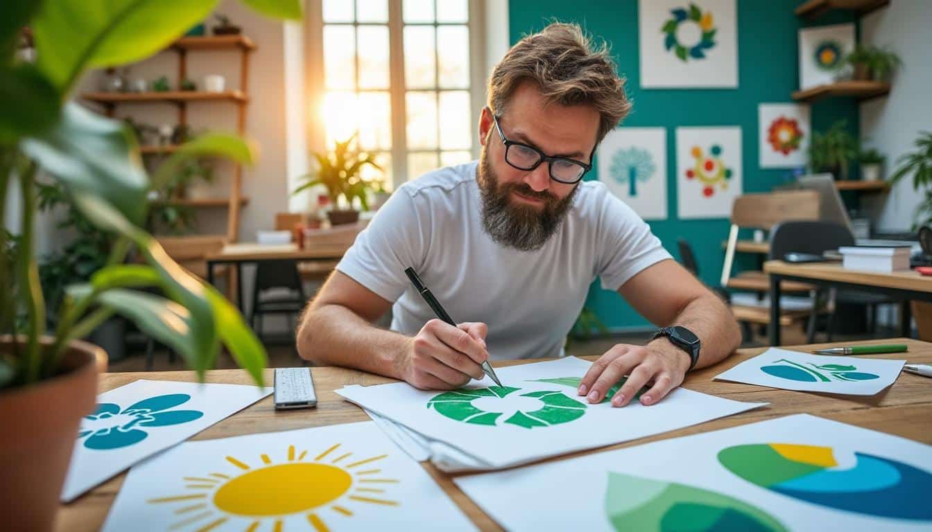 Illustration: Les symboliques et codes graphiques courants dans un logo d’énergie renouvelable