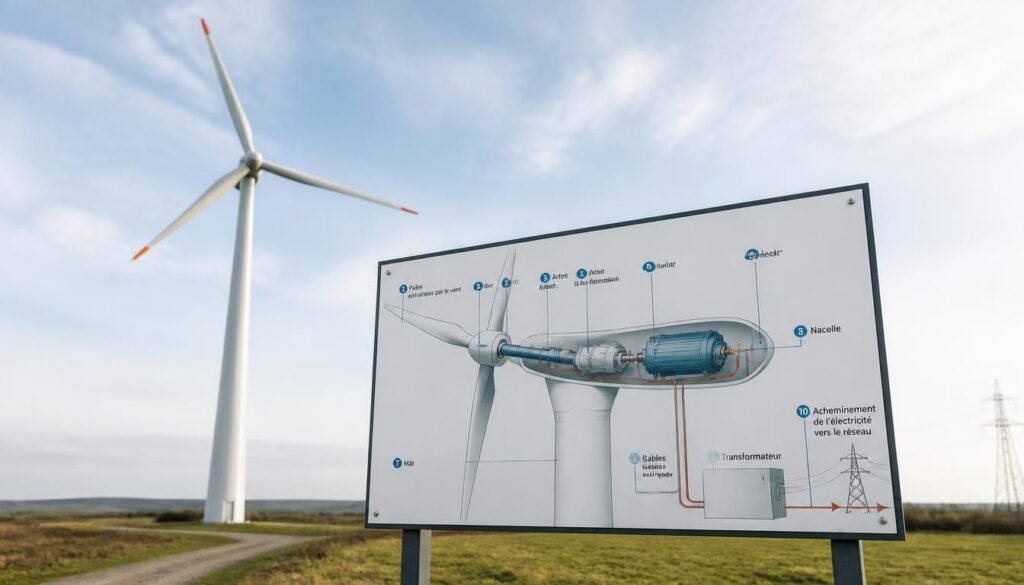 Schéma du fonctionnement d’une éolienne expliqué